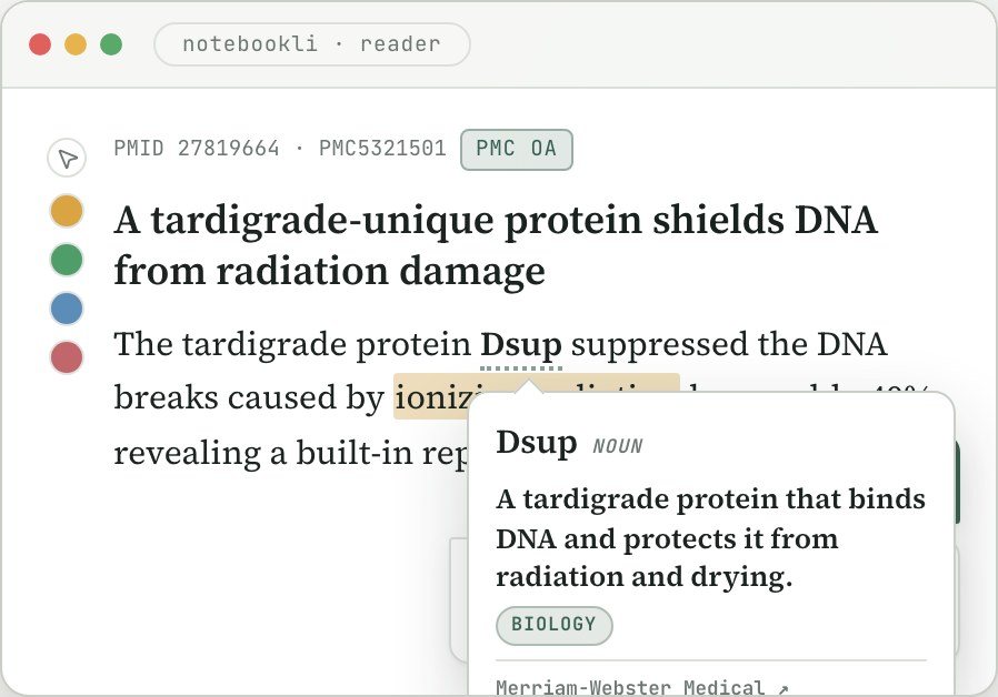 NotebookLI reader