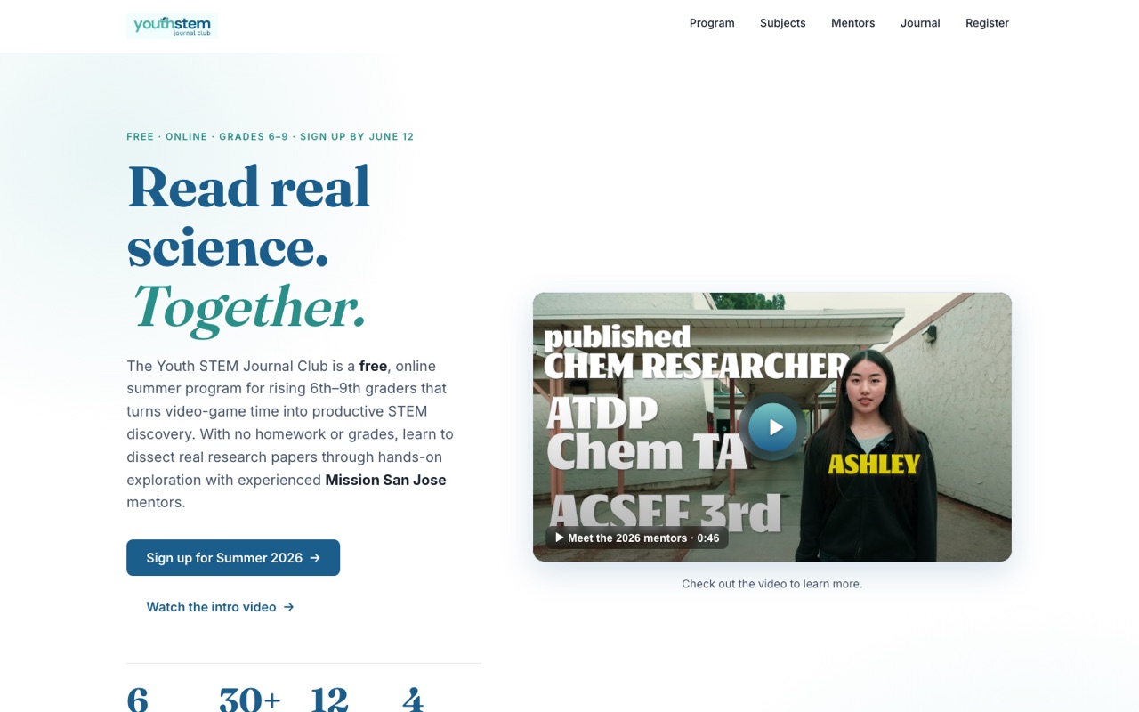 Live preview of Youth STEM Journal