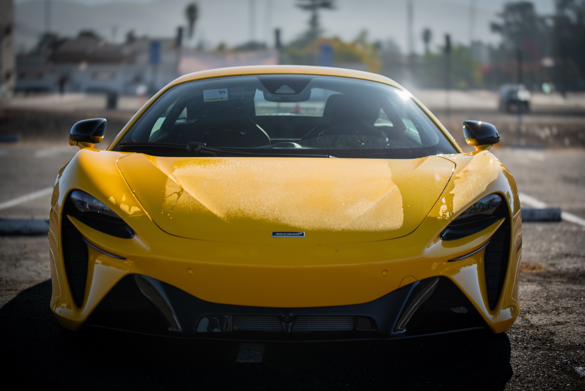 Yellow McLaren front-on at the MSJ Car Meet