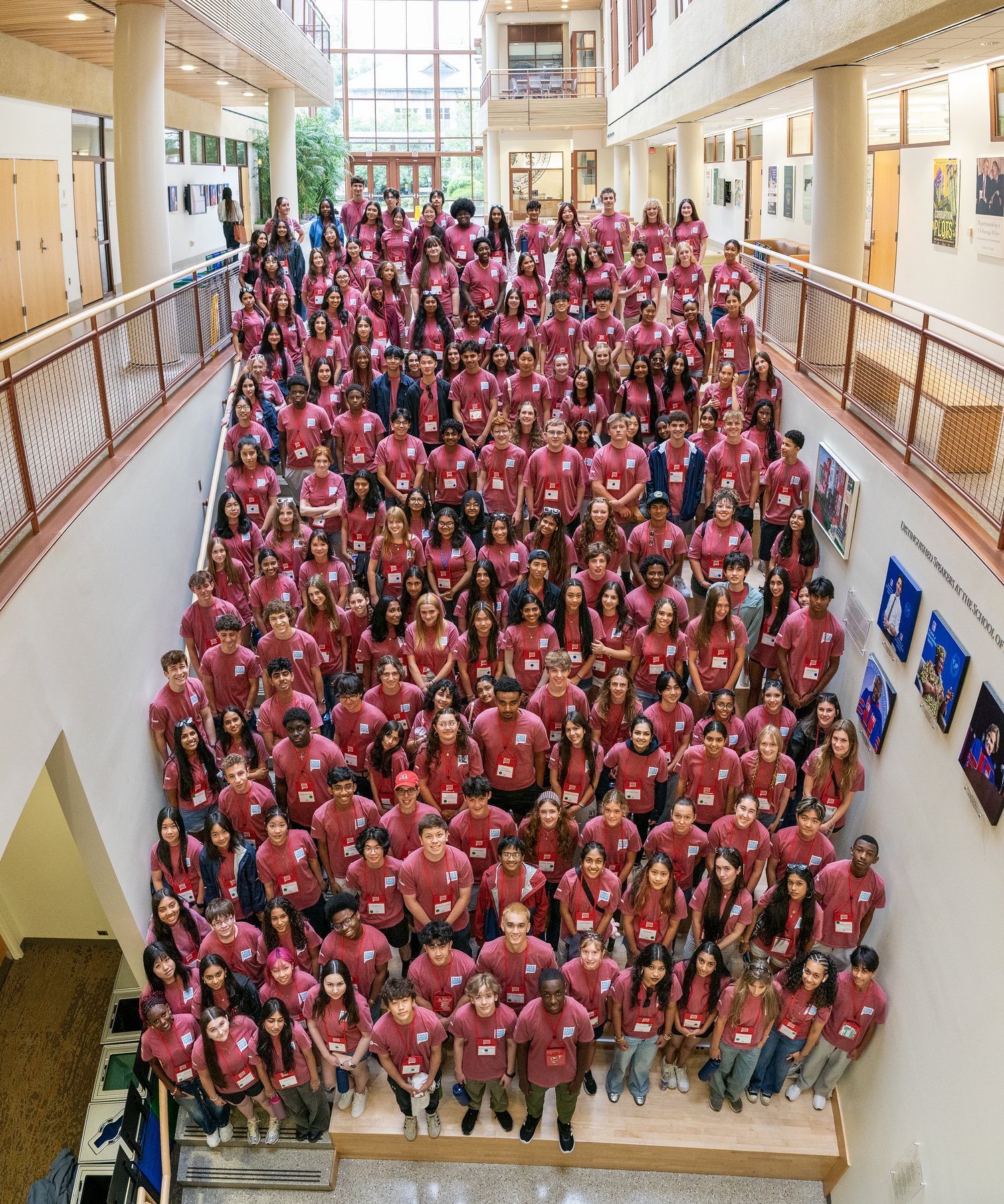 The full FIRE Free Speech Forum cohort in red shirts, photographed from above