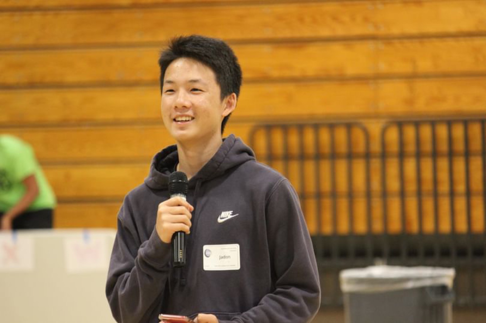 Jadon giving his freshman-year speech in the gym
