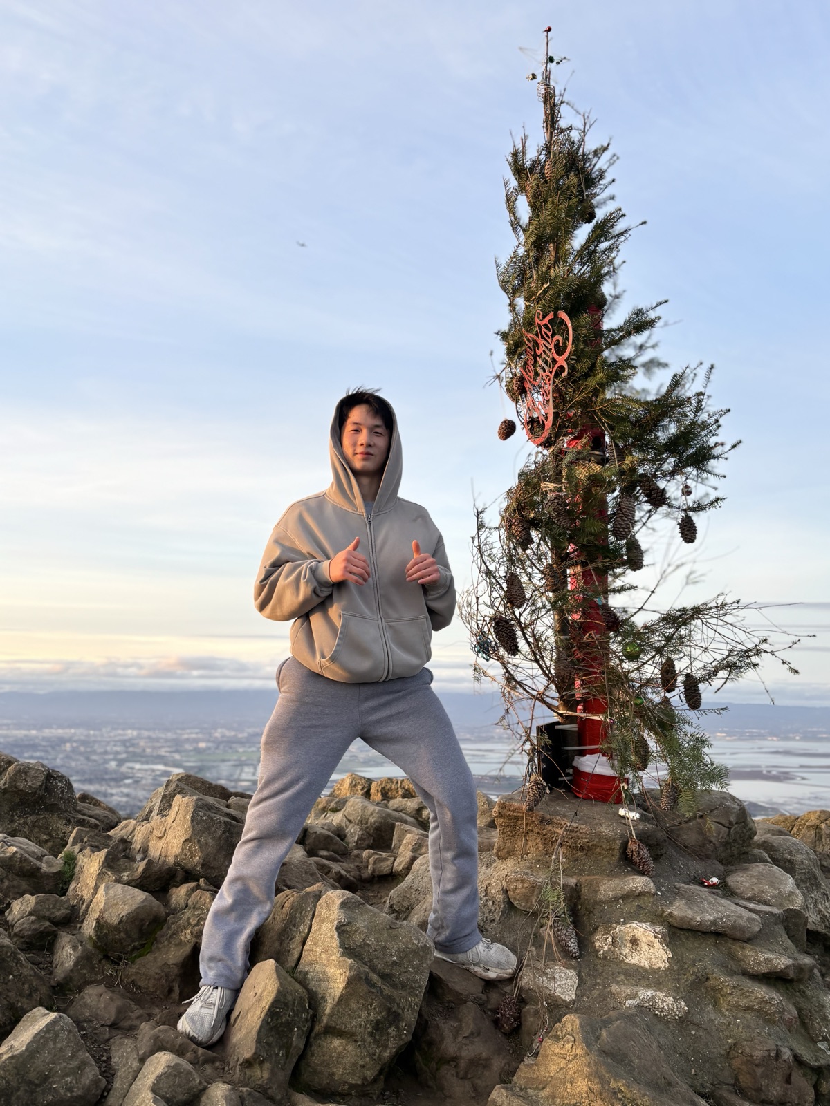 Mission Peak, 2026 — at the summit tree