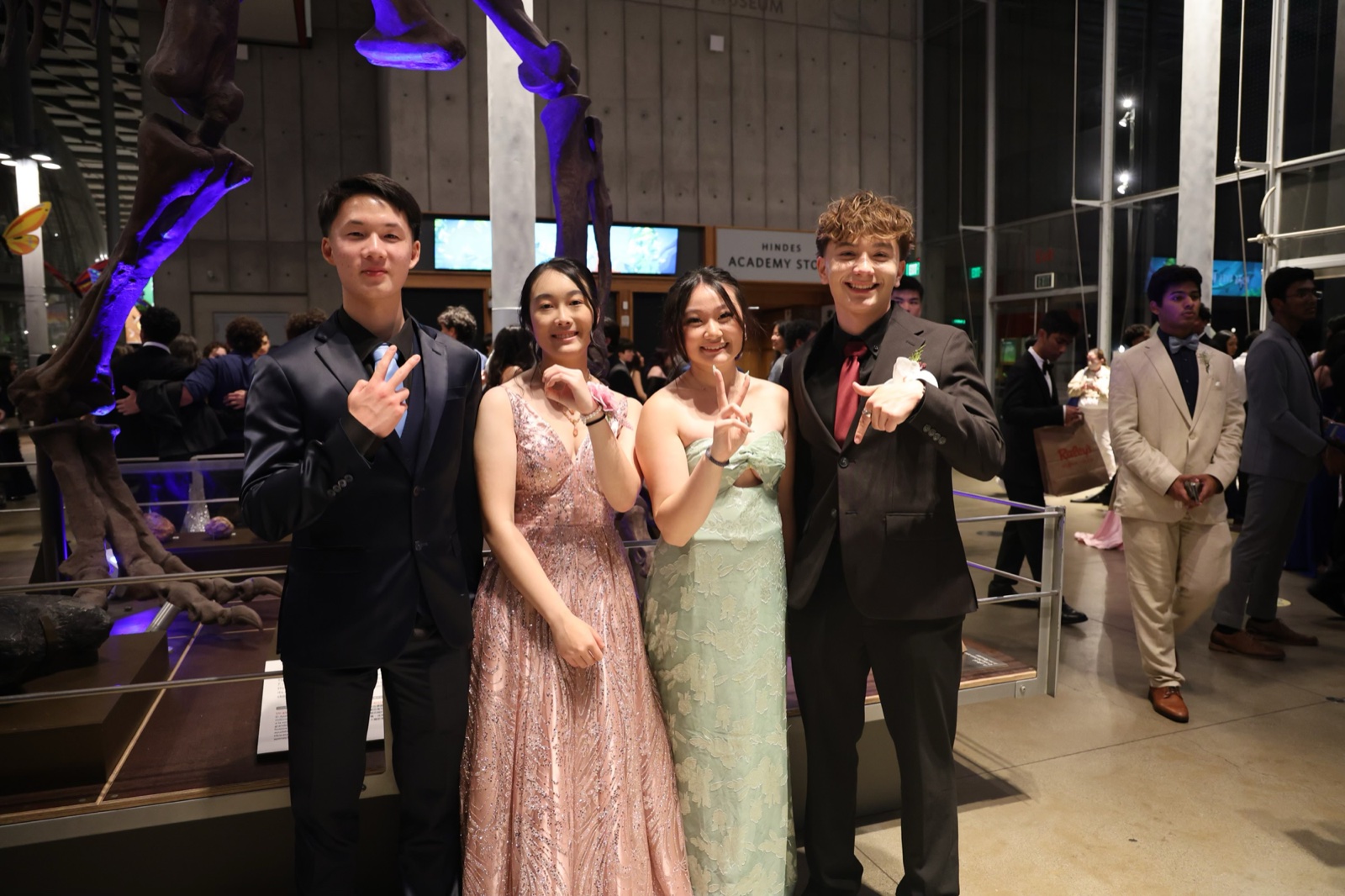 Students at prom inside the California Academy of Sciences