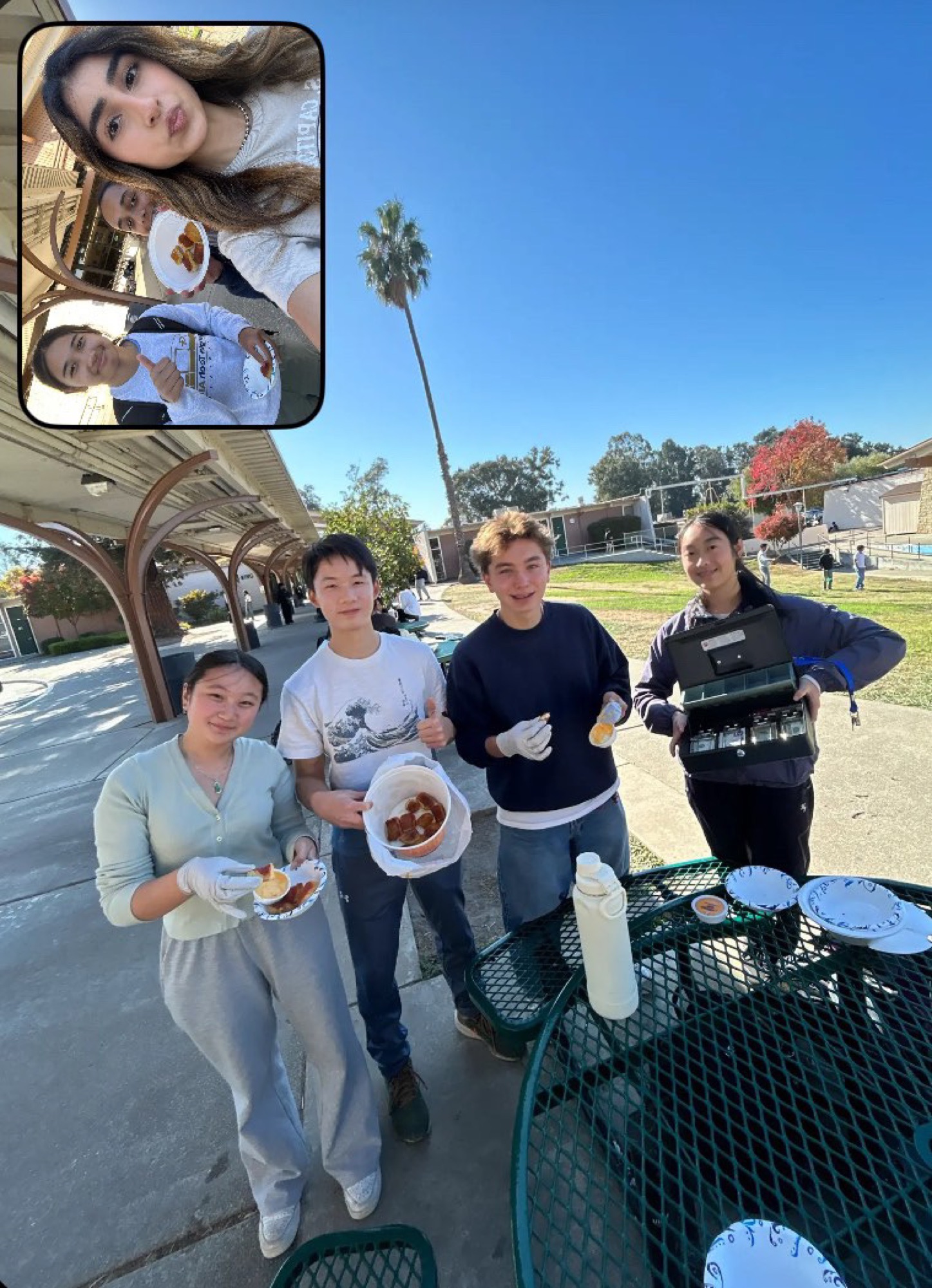 School fundraising — students volunteering