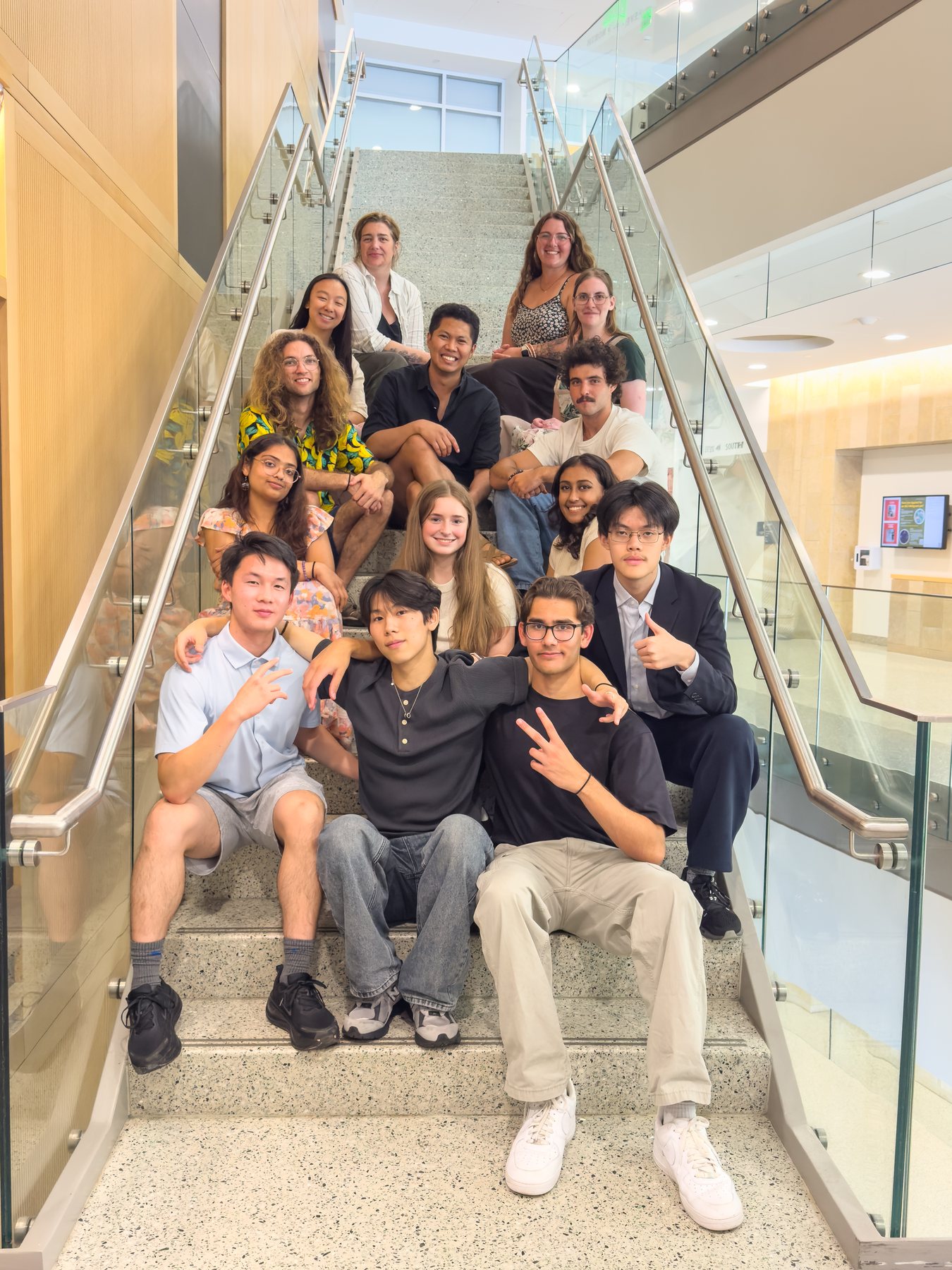 The pre-college crew on the stairs